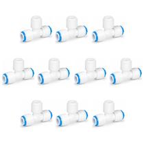 Kit 10 Conector União T Engate Rápido 1/4" com Rosca Tripla para Filtro Alta Resistência Kit 10 Conector União T Engate Rápido 1/4" com Rosca Tripla para Filtro Alta Resistência