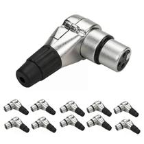 Kit 10 Conector Xlr Cannon Femea 90 Graus Mxt Kit 10 Conector Xlr Cannon Femea 90 Graus Mxt