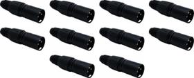 Kit 10 Conector Xlr Canon Macho Preto Sk014 Csr