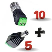 Kit 10 Conectores Bnc Macho Com Borne + 5 Plug P4 Macho