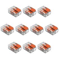 Kit 10 Conectores de Emenda Com Alavanca 221-412 2 Condutores 0,2mm² à 4,0mm² Wago