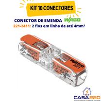 Kit 10 Conectores de emenda em Linha 2 Fios 221-2411 4mm² Wago