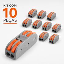 Kit 10 Conectores Eletrico Emenda Linear 2 Vias Fios 222 GRO Kit 10 Conectores Eletrico Emenda Linear 2 Vias Fios 222 GRO