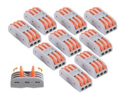 Kit 10 Conectores Emenda Alavanca 3 Vias 0,08 A 4,0mm 32a