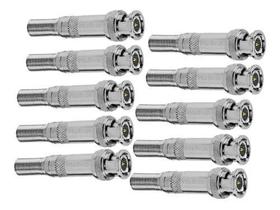 Kit 10 Conectores Intelbras Conex 1000 Bnc Macho Com Mola e Parafuso Para Camera De Segurança