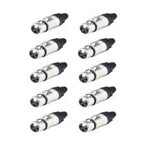 Kit 10 Conectores MGS Plug Xlr Linha Femea Kit 10 Conectores MGS Plug Xlr Linha Femea
