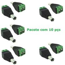 Kit 10 Conectores Plug P4 Macho com Borne para CFTV com Indicadores de Positivo e Negativo 004 504
