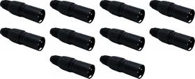 Kit 10 Conectores Xlr Macho Linha Pesada Tipo Xlr Pro Nfe