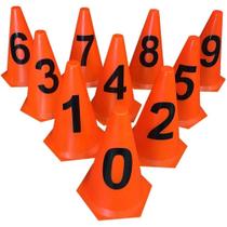 Kit 10 Cones 23cm - Numerados 0 a 9 - Laranja - Treino de Agilidade e Funcional - LDM Kit 10 Cones 23cm - Numerados 0 a 9 - Laranja - Treino de Agilidade e Funcional - LDM