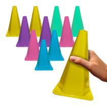 Kit 10 Cones de Agilidade Colorido Para Treino Funcional Futebol Ginastica