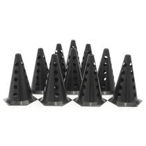 Kit 10 Cones Funcional Demarcatórios Furados Preto 23 Cm