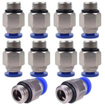 Kit 10 conexão pneumática engate rapido instantânea reta macho 1/4 bsp x tubo 6mm Kit 10 conexão pneumática engate rapido instantânea reta macho 1/4 bsp x tubo 6mm