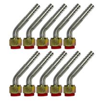 Kit 10 Conexões Ar Cond 45 Graus Oring Fêmea 8mm Alumínio