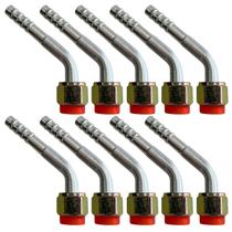 Kit 10 Conexões Ar Cond 45º Graus Oring Fêmea 06mm Alumínio