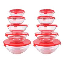 Kit 10 Conjunto De Potes Redondos - Vidro C/ Tampa Colorida Kit 10 Conjunto De Potes Redondos - Vidro C/ Tampa Colorida