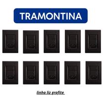 Kit 10 Conjunto Int. Simples 2Tec + Tomada 20A Tramontina Liz Grafite