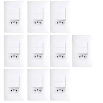 Kit 10 Conjunto Interruptor Duplo + Tomada 10a Habitat 2313