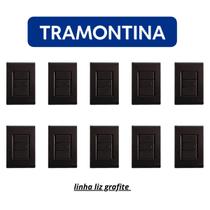 Kit 10 Conjunto Interruptor Simples 1 Tecla Tramontina Liz Grafite
