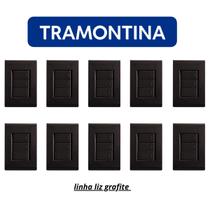 Kit 10 Conjunto Interruptor Simples 3 Teclas Tramontina Liz Grafite