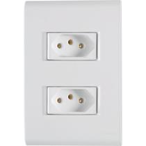 Kit 10 conjunto tomada dupla 10a 2p+t 250v com placa tramontina liz