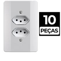 Kit 10 Conjunto Tomada Dupla 10A Branco Mec-Tronic Kit 10 Conjunto Tomada Dupla 10A Branco Mec-Tronic