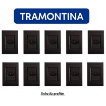 Kit 10 Conjunto Tomada Simples 20A Tramontina Liz Grafite Kit 10 Conjunto Tomada Simples 20A Tramontina Liz Grafite