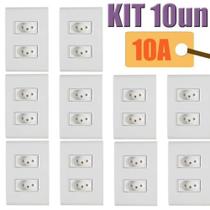 Kit 10 Conjuntos 4x2 2 Tomadas 2P+T 10A Branco Tramontina Liz