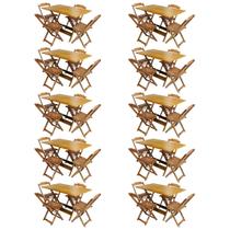 Kit 10 Conjuntos de Mesa com 4 Cadeiras de Madeira Dobravel 120x70 Mel Kit 10 Conjuntos de Mesa com 4 Cadeiras de Madeira Dobravel 120x70 Mel