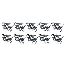 Kit 10 Conjuntos de Mesa Dobravel com 2 Cadeiras de Madeira 70x70 Ideal para Bar e Restaurante - Pre Kit 10 Conjuntos de Mesa Dobravel com 2 Cadeiras de Madeira 70x70 Ideal para Bar e Restaurante - Pre