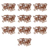 Kit 10 Conjuntos Dobráveis 120x70 com 6 Cadeiras Imbuia - Móveis Britz