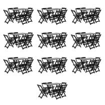 Kit 10 Conjuntos Dobráveis 120x70 com 6 Cadeiras Preto - Móveis Britz