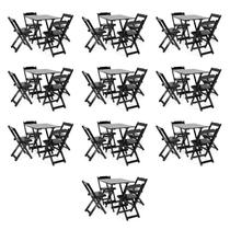 Kit 10 Conjuntos Dobrável 70 x 70 com 4 Cadeiras Dobráveis Preto - Mòveis Britz - Móveis Britz