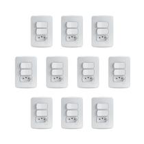 Kit 10 Conjuntos Montados 2 Interruptores Simples E 1 Tomada 2P+T 10A Pb S3B69050 Branco Miluz Schneider Kit 10 Conjuntos Montados 2 Interruptores Simples E 1 Tomada 2P+T 10A Pb S3B69050 Branco Miluz Schneider