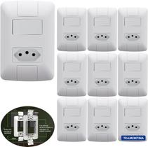 Kit 10 Conjuntos tomada Com Interruptor tramontina 10a 250v 2p+t aria branca Kit 10 Conjuntos tomada Com Interruptor tramontina 10a 250v 2p+t aria branca