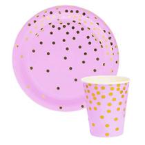 Kit 10 Convidados Pratos Copos Papel Descartáveis Festa