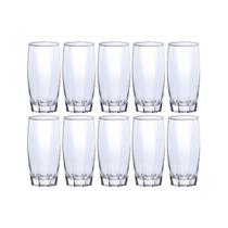 Kit 10 Copo de Vidro Long Drink Transparente Florida 370ml
