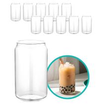 Kit 10 Copo Frezz De Vidro Alto Formato Lata Gourmet 420ml