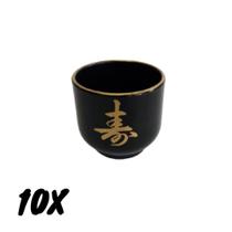 Kit 10 Copo Guinomi Bebida Japonesa Coreana Sake Saque 80ml Preto