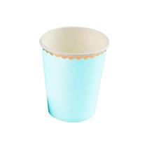 Kit 10 Copos 270ml Descartáveis de Luxo Papel Branco e Azul