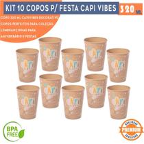 Kit 10 copos capivara vibes 320 ml para lembrancinhas de aniversário colecionável reutilizável resistente - Plasutil