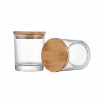 Kit 10 Copos de Vidro 120ml com Tampa Madeira e Vedação para Velas