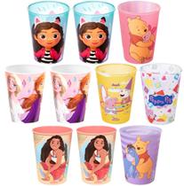 Kit 10 Copos Estampa Moana Frozen e Gabby Base de Ovo de Páscoa