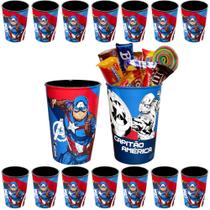 Kit 10 Copos Lembrancinha Decoração de Festa Infantil Capitão América