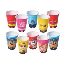 Kit 10 copos patrulha canina 270 ml para lembrancinhas de aniversário colecionável reutilizável resistente