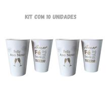 Kit 10 Copos Personalizados Feliz Ano Novo 450ml Plástico Kit 10 Copos Personalizados Feliz Ano Novo 450ml Plástico