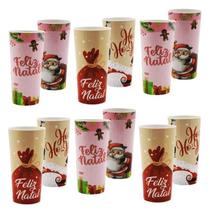 Kit 10 Copos Plástico Longo Sortidos 350ml Papai Noel Natal