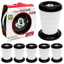 Kit 10 Copos Retrátil do Mickey 330ml Atacado Festa Infantil Sacolinha Surpresa