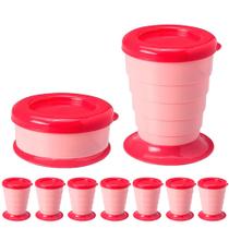 Kit 10 Copos Retrátil Rosa 330ml Encolhe Atacado Festa Infantil Sacolinha Surpresa