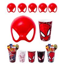 Kit 10 Copos Spider-Man e 10 Máscaras Aranha Lembrancinha Decoração de Festa