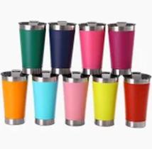 Kit 10 Copos Térmico De Cerveja Inox 473ml Com Tampa e Abridor